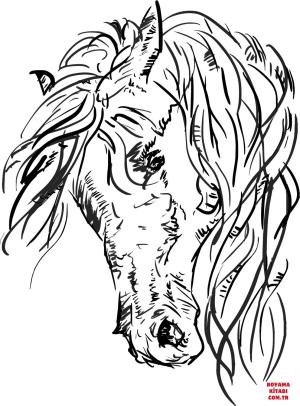 At boyama sayfası, Horse coloring page, , horses horse head 