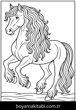 At boyama sayfası, Horse coloring page, sevimli, detaylı, kolay