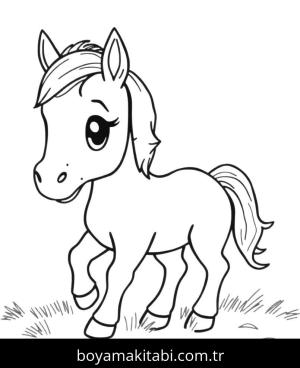 At boyama sayfası, Horse coloring page, tatlı, mutlu, kolay