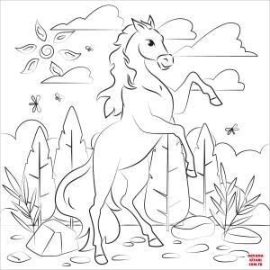 At boyama sayfası, Horse coloring page, , horses bronco 