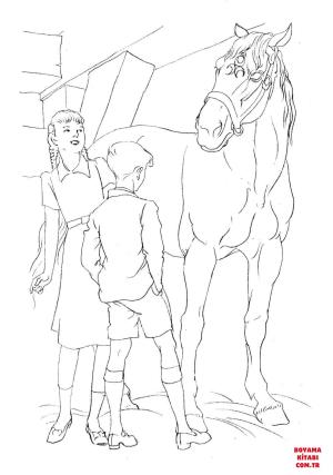 At boyama sayfası, Horse coloring page, , horses horse and kids 