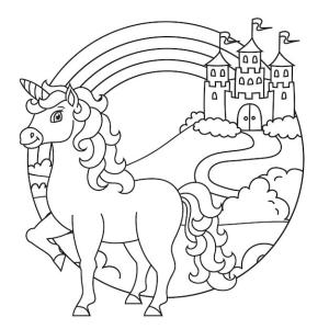 At boyama sayfası, Horse coloring page, Kale ile At, 