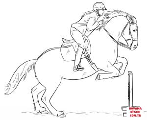 At boyama sayfası, Horse coloring page, , horses jumping horse with rider 