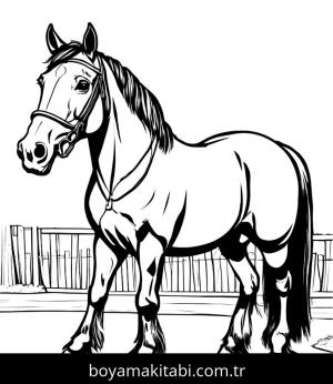 At boyama sayfası, Horse coloring page, basit, modern, kreatif