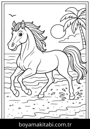 At boyama sayfası, Horse coloring page, masalsı, şirin, doğal