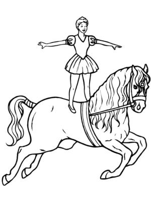 At boyama sayfası, Horse coloring page, At üzerinde Duran Kız, 