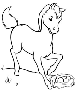 At boyama sayfası, Horse coloring page, Yumurta ile At, 