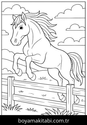 At boyama sayfası, Horse coloring page, modern, mutlu, basit