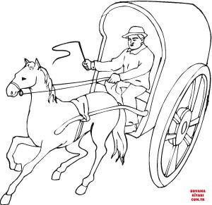 At boyama sayfası, Horse coloring page, , horses horse pulling a cart 