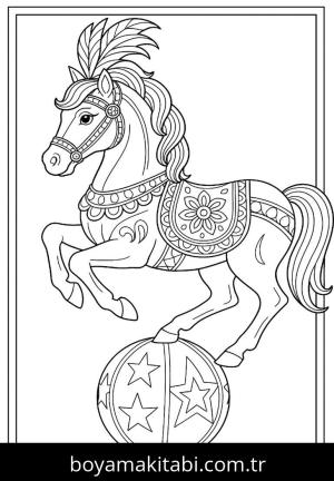 At boyama sayfası, Horse coloring page, klasik, karakterli, yuvarlak hatlı
