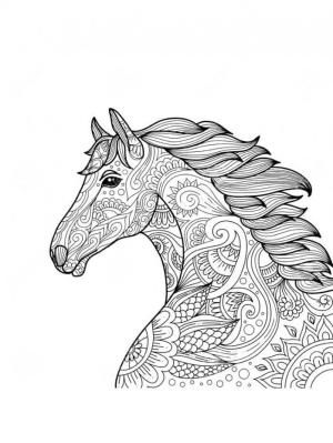 At boyama sayfası, Horse coloring page, At Mandala Yüz, 