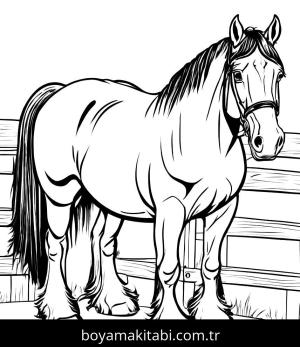 At boyama sayfası, Horse coloring page, ince çizgili, benzersiz, minimal