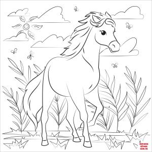 At boyama sayfası, Horse coloring page, , horses mustang 