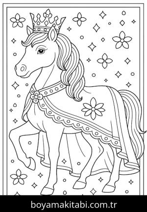 At boyama sayfası, Horse coloring page, kreatif, komik, renkli