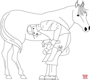 At boyama sayfası, Horse coloring page, , horses blacksmith shoeing a horse 