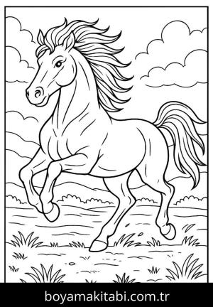 At boyama sayfası, Horse coloring page, şekilli, karakterli, şirin