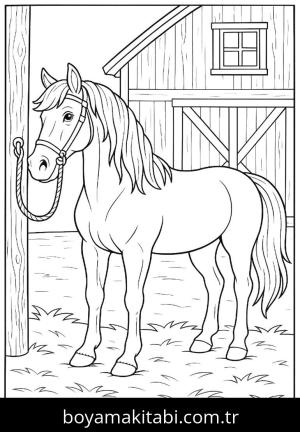 At boyama sayfası, Horse coloring page, minimal, yuvarlak hatlı, çocuklar için