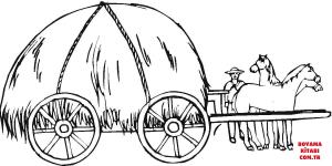 At boyama sayfası, Horse coloring page, , horses hay wagon 