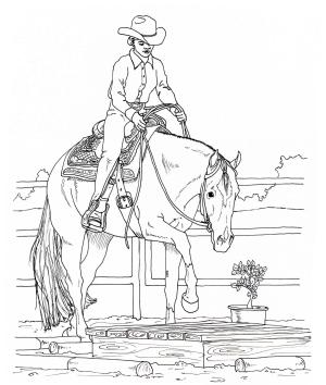 At boyama sayfası, Horse coloring page, Kovboy ata Binme, 