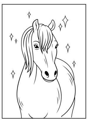 At boyama sayfası, Horse coloring page, Yıldızlı At Yüzü, 