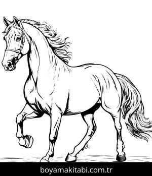 At boyama sayfası, Horse coloring page, kolay, eğlenceli, yuvarlak hatlı