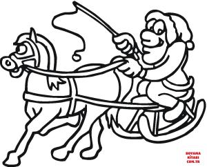 At boyama sayfası, Horse coloring page, , horses horse pulling santa in sleigh 