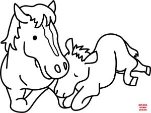 At boyama sayfası, Horse coloring page, , horses horse mare and foal 