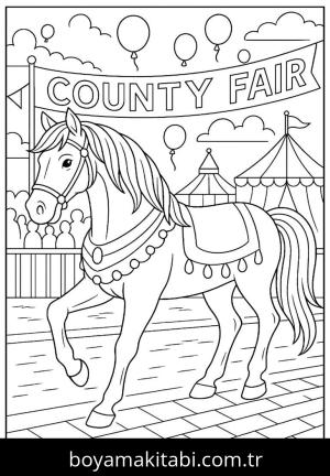 At boyama sayfası, Horse coloring page, eğlenceli, basit, eğlenceli