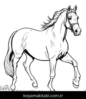 At boyama sayfası, Horse coloring page, canlı, klasik, doğal