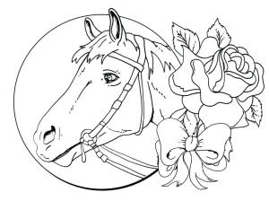 At boyama sayfası, Horse coloring page, Çiçeklerle At, 