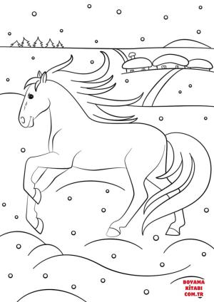 At boyama sayfası, Horse coloring page, , horses winter horse 