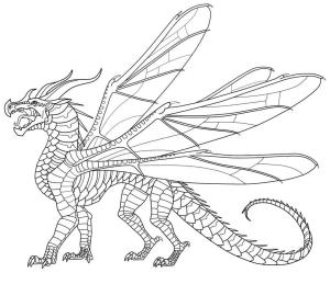 Ateşten Kanatlar (Wings of Fire) boyama sayfası,  coloring page, Hivewings ejderha, 