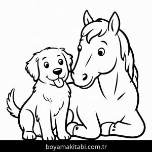 Atlar boyama sayfası – sevimli karakter, sanatsal çalışma