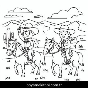 Atlar boyama sayfası – sanatsal çalışma, çocuklar için