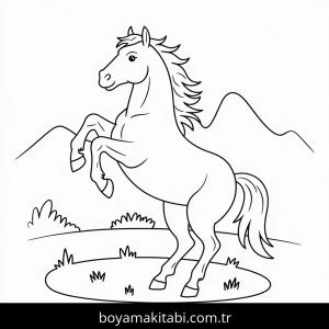 Atlar boyama sayfası – çocuklar için, çizgi film temalı