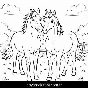 Atlar boyama sayfası – eğitici aktivite, yaratıcılık
