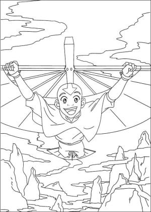 Avatar Son Havabükücü boyama sayfası,  coloring page, Aang uçuyor, 