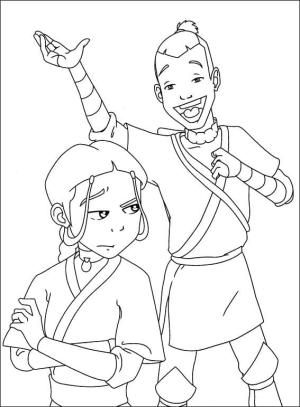 Avatar Son Havabükücü boyama sayfası,  coloring page, Katara ve Sokka, 