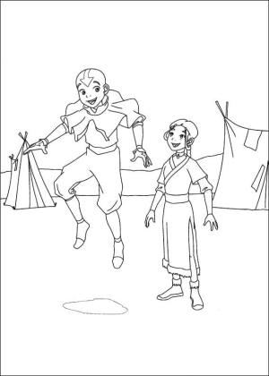 Avatar Son Havabükücü boyama sayfası,  coloring page, Aang ve Katara, 