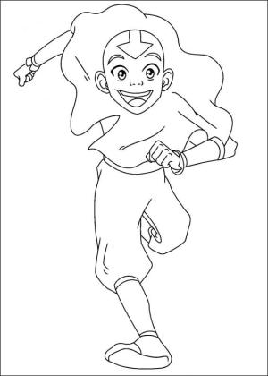 Avatar Son Havabükücü boyama sayfası,  coloring page, Aang koşuyor, 