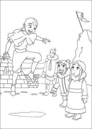 Avatar Son Havabükücü boyama sayfası,  coloring page, Aang çocuklarla birlikte, 