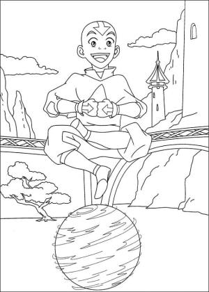 Avatar Son Havabükücü boyama sayfası,  coloring page, Aang hava topuyla oynuyor, 