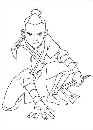 Avatar Son Havabükücü boyama sayfası,  coloring page, Kızgın Sokka, 