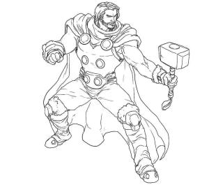Avengers (Yenilmezler) boyama sayfası, coloring page, Ciddi Thor’u çiz,