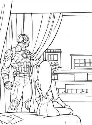 Avengers (Yenilmezler) boyama sayfası,  coloring page, Kara Dul ile Kaptan Amerika, 