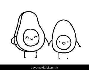 Avokado boyama sayfası – evde etkinlik, ücretsiz yazdır