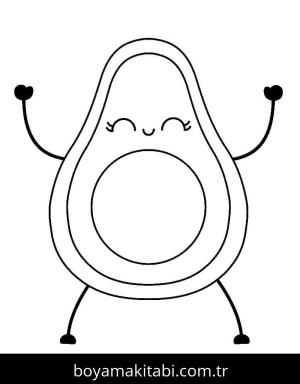 Avokado boyama sayfası – çocuklar için, çizgi film temalı