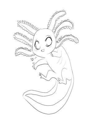 Axolotl boyama sayfası,  coloring page, Büyük gözlü Axolotl., 