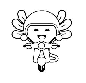 Axolotl boyama sayfası,  coloring page, Motosikletli Axolotl., 