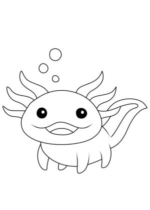 Axolotl boyama sayfası,  coloring page, Sevimli aksolot, 